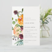 Invitation Fiançailles Floral Jaune Orange Bleu Clair (Debout devant)