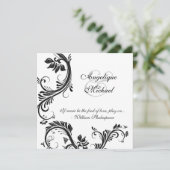 Invitation Fiançailles floral noir d'anniversaire de mariage (Debout devant)