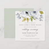 INVITATION FIANÇAILLES FLORAL ROMANTIQUE AQUA BLEU (Devant / Derrière)