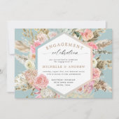Invitation Fiançailles florale bohème moderne (Devant)