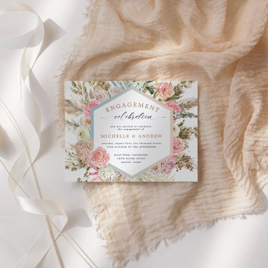 Invitation Fiançailles florale bohème moderne