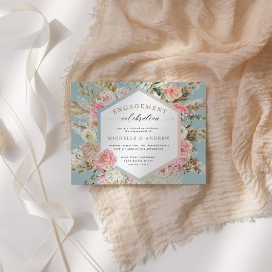 Invitation Fiançailles florale bohème moderne