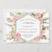 Invitation Fiançailles florale bohème moderne (Devant)