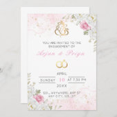 Invitation Fiançailles florale indienne élégante (Devant / Derrière)