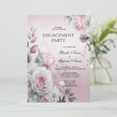 Invitation Fiançailles Florales Blanches Roses (Debout devant)