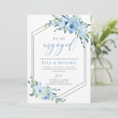 Invitation Fiançailles géométrique parties scintillant floral (Debout devant)