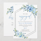 Invitation Fiançailles géométrique parties scintillant floral (Devant / Derrière)