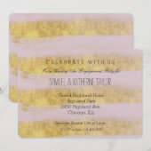 Invitation Fiançailles Gold et Pink Stripes (Devant / Derrière)