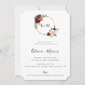 Invitation Fiançailles Gold Hoop Rose Bourgogne (Devant)