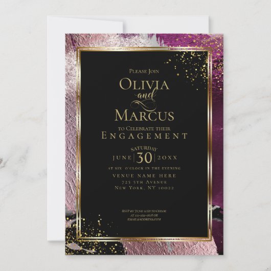 Invitation FIANÇAILLES | Gras Abstrait moderne (Devant)