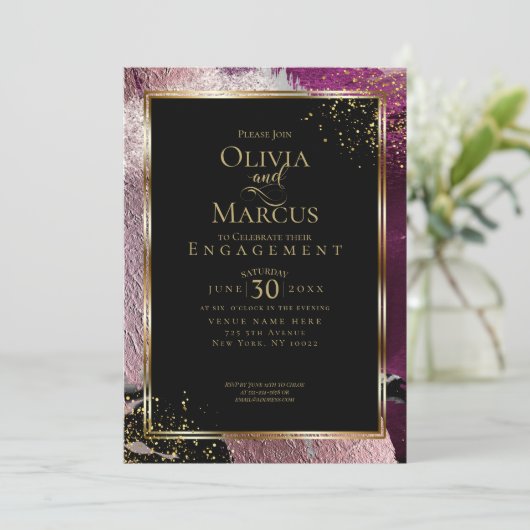 Invitation FIANÇAILLES | Gras Abstrait moderne (Debout devant)