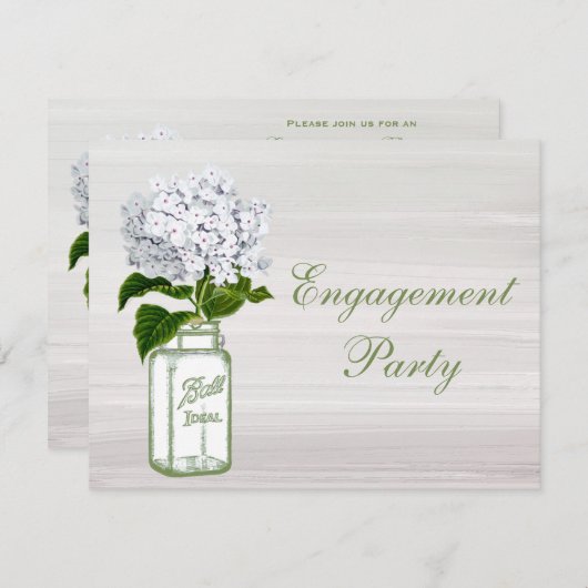Invitation Fiançailles gris chic de pot de maçon et (Devant / Derrière)