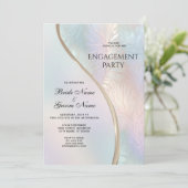 Invitation Fiançailles Irridescentes Abstraites Modernes (Debout devant)