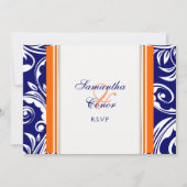 Invitation Fiançailles mariage bleu orange (Devant)