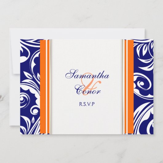 Invitation Fiançailles mariage bleu orange (Devant)