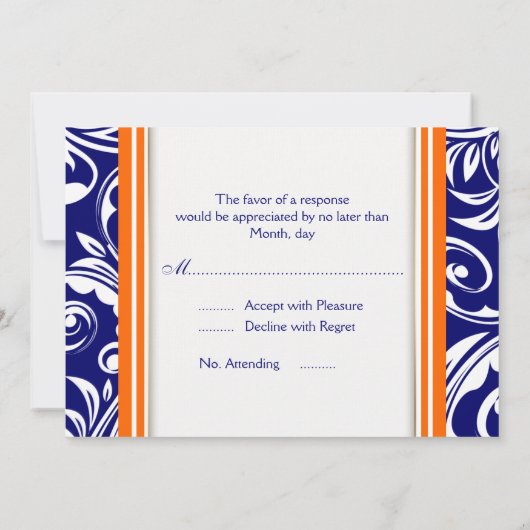Invitation Fiançailles mariage bleu orange (Dos)