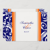 Invitation Fiançailles mariage bleu orange (Devant / Derrière)
