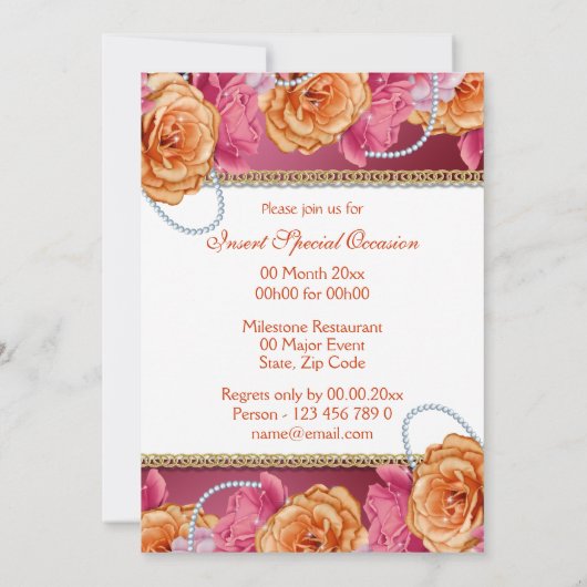 Invitation fiançailles mariage de perles Vintage (Dos)