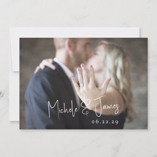 Invitation Fiançailles Mariage de typographie de script minim (Dos)