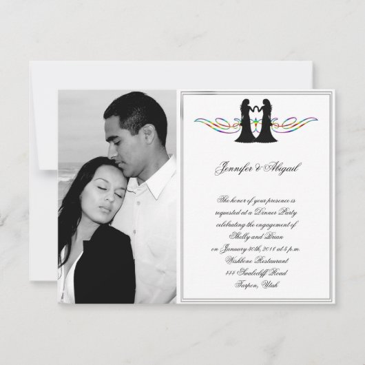 Invitation Fiançailles Mariage des Elegance Brides Rainbow (Devant)