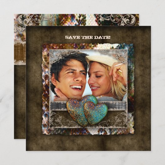 Invitation Fiançailles mariage du daim occidental Valentine (Devant / Derrière)