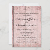 Invitation Fiançailles Mariage en bois rose Rose Rose (Devant)