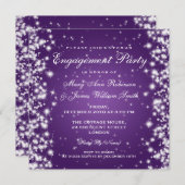 Invitation Fiançailles mariage Hiver Étincelle Violet (Devant / Derrière)