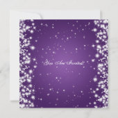 Invitation Fiançailles mariage Hiver Étincelle Violet (Dos)