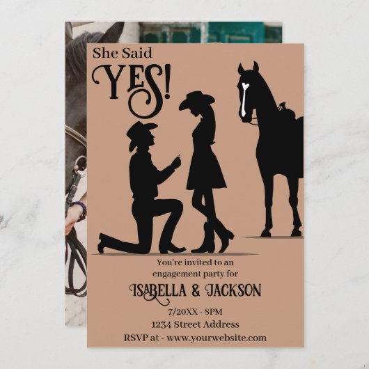 Invitation Fiançailles Mariage occidental (Devant / Derrière)