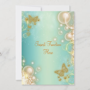 Invitation fiançailles mariage papillon turquoise