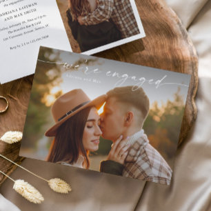 Invitation Fiançailles Mariage photo Simple Script 2