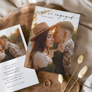 Invitation Fiançailles Mariage photo Simple Script 2