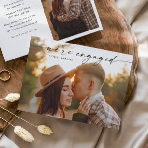 Invitation Fiançailles Mariage photo Simple Script 2