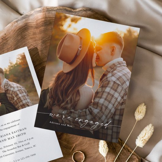 Invitation Fiançailles Mariage photo Simple Script 2