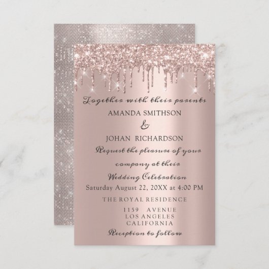 Invitation Fiançailles mariage Rose Gold Blush Drives Blush (Devant / Derrière)