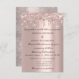 Invitation Fiançailles mariage Rose Gold Blush Drives Blush
