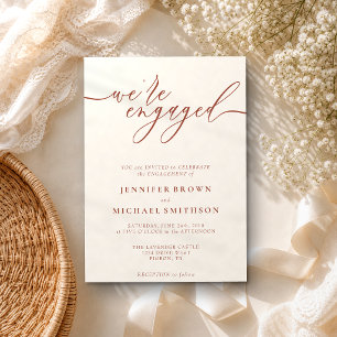 Invitation Fiançailles Mariage simple Terracotta