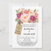 Invitation Fiançailles Mason jar mariage Pink floral (Devant)
