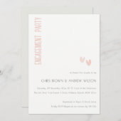 Invitation Fiançailles minimal Soft Elegant Dusky Coeurs Rose (Devant / Derrière)