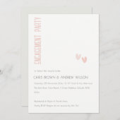 Invitation Fiançailles minimal Soft Elegant Dusky Coeurs Rose (Devant / Derrière)