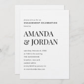 Invitation Fiançailles minimaliste de luxe noir et blanc (Devant / Derrière)