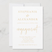 Invitation Fiançailles minimaliste de script Gold Champagne (Devant)
