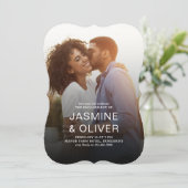 Invitation Fiançailles moderne à fond saigné Photos de mariag (Debout devant)