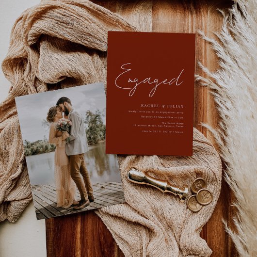 invitation fiançailles moderne à script mince