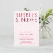 Invitation Fiançailles moderne Blush Rose & Red Bubbles & Bre (Debout devant)