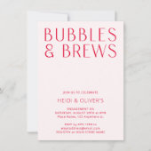 Invitation Fiançailles moderne Blush Rose & Red Bubbles & Bre (Devant)
