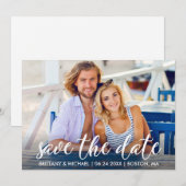 Invitation Fiançailles Moderne Enregistrer La Date Photo Coup (Devant / Derrière)