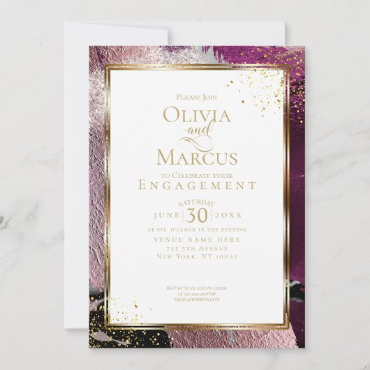 Invitation FIANÇAILLES | Moderne Gras Abstrait Vins Gras Tach (Devant)