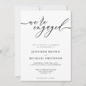 Invitation Fiançailles moderne minimaliste noir blanc (Devant)