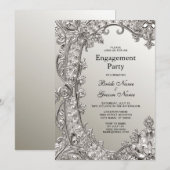 Invitation Fiançailles moderne ornée d'argent (Devant / Derrière)